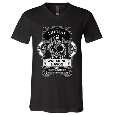 Lindsay Clan Scottish Havoc Gaelic Games V-Neck T-Shirt