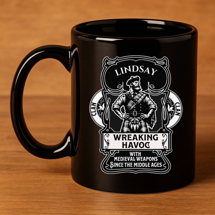 Lindsay Clan Scottish Havoc Gaelic Games 11oz C Handle Ceramic Mug