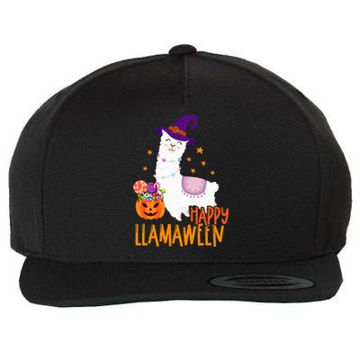 Llamaween Costume Spooky Gift for Halloween Wool Snapback Cap