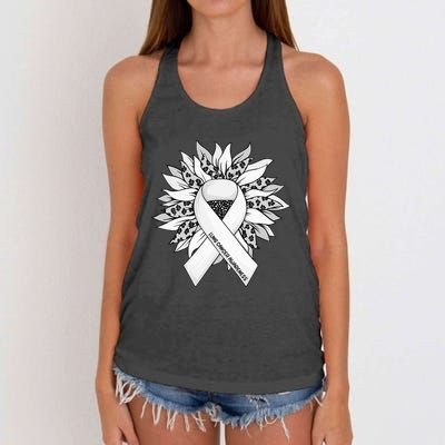 Lung Cancer Sunflower Lung Cancer Awareness Women's Knotted Racerback Tank