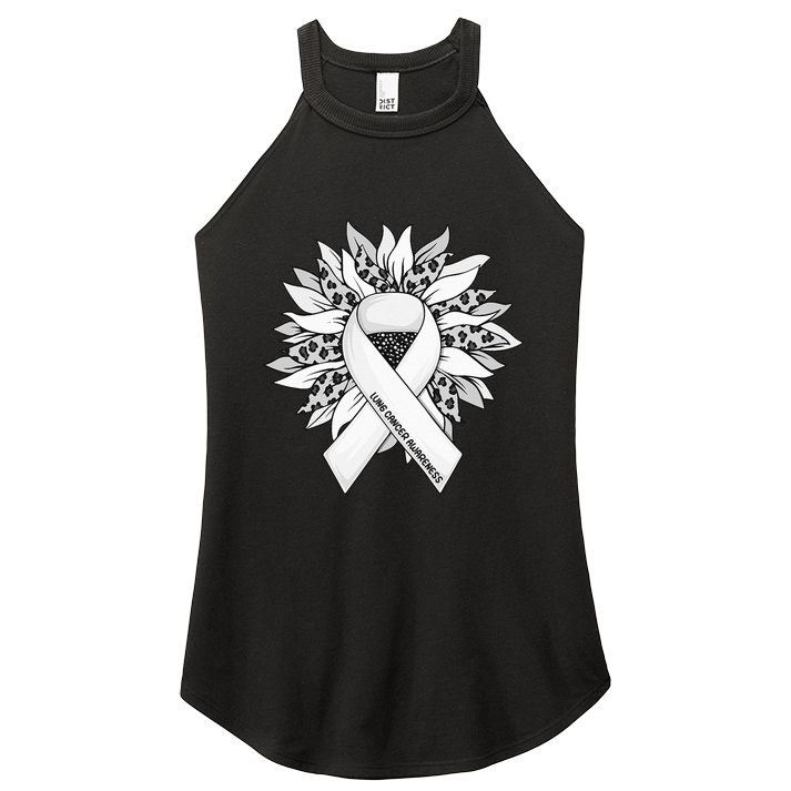 Lung Cancer Sunflower Lung Cancer Awareness Women's Perfect Tri Rocker Tank