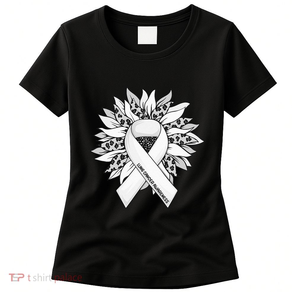 Lung Cancer Sunflower Lung Cancer Awareness Womens T-Shirt