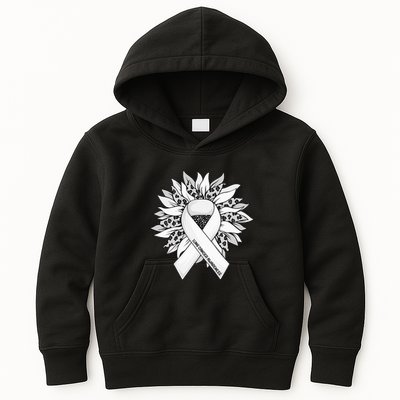 Lung Cancer Sunflower Lung Cancer Awareness Kids Hoodie