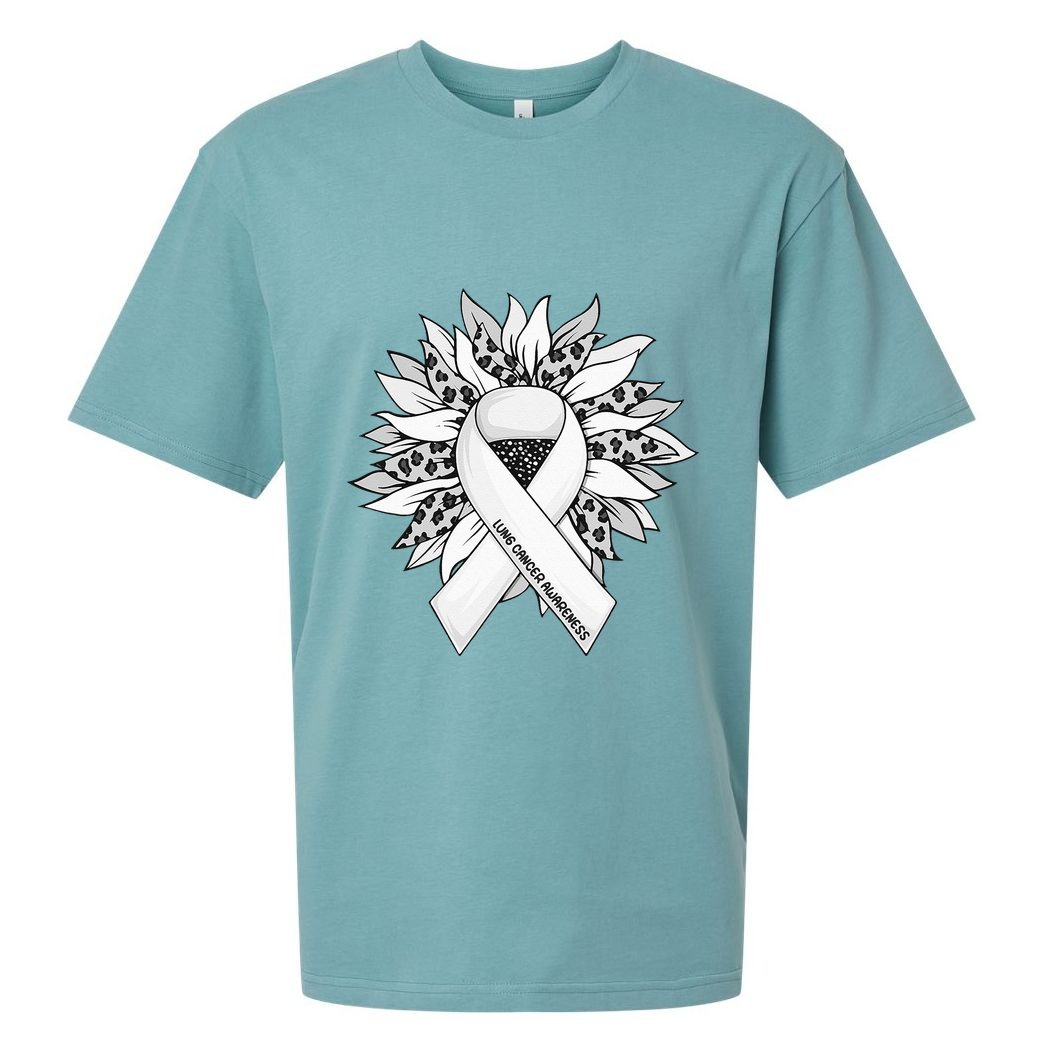 Lung Cancer Sunflower Lung Cancer Awareness Sueded Cloud Jersey T-Shirt