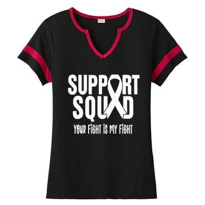 Lung Cancer Support Squad Lung Cancer Awareness Ladies Halftime Notch Neck Tee