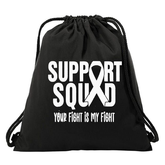 Lung Cancer Support Squad Lung Cancer Awareness Drawstring Bag