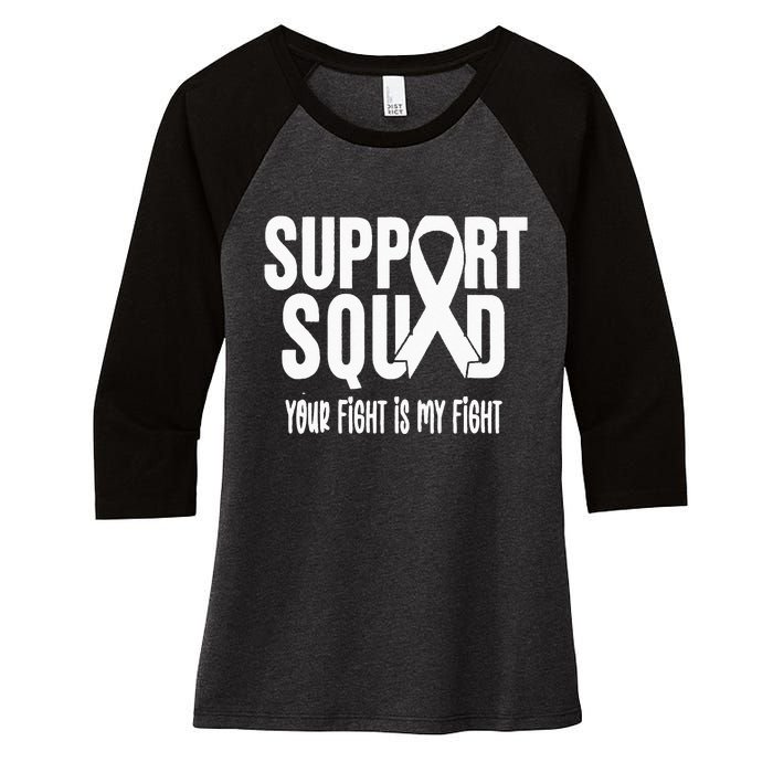 Lung Cancer Support Squad Lung Cancer Awareness Women's Tri-Blend 3/4-Sleeve Raglan Shirt