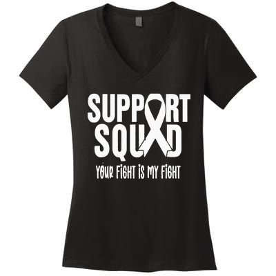 Lung Cancer Support Squad Lung Cancer Awareness Women's V-Neck T-Shirt