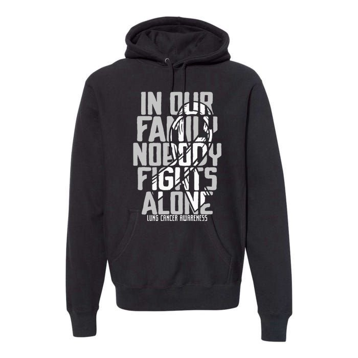 Lung Cancer Support White Family Lung Cancer Awareness Premium Hoodie