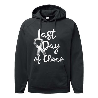 Lung Cancer Survivor Last Day Of Chemo Quote White Ribbon Performance Fleece Hoodie