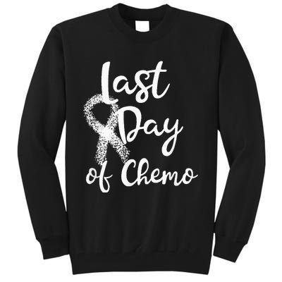 Lung Cancer Survivor Last Day Of Chemo Quote White Ribbon Tall Sweatshirt