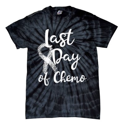 Lung Cancer Survivor Last Day Of Chemo Quote White Ribbon Tie-Dye T-Shirt