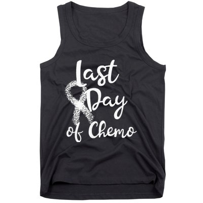 Lung Cancer Survivor Last Day Of Chemo Quote White Ribbon Tank Top