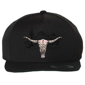 Leopard Cow Skull Cactus Desert Western Southern Cowgirl Wool Snapback Cap