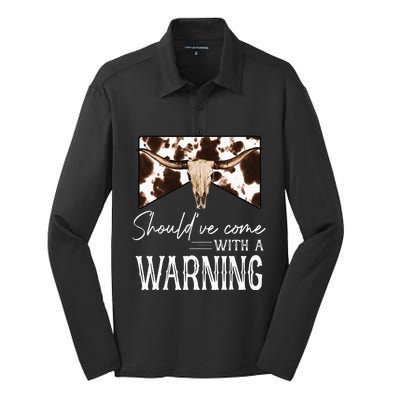 Leopard Cow Skull Should've Come With A Warning Western Silk Touch Performance Long Sleeve Polo