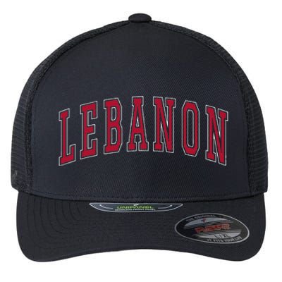 Lebanon Connecticut Souvenir College Style Red Text Flexfit Unipanel Trucker Cap