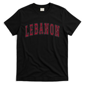 Lebanon Connecticut Souvenir College Style Red Text T-Shirt