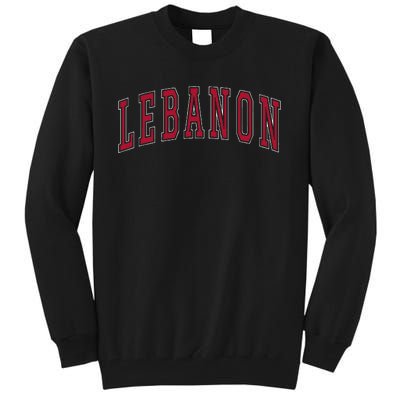 Lebanon Connecticut Souvenir College Style Red Text Tall Sweatshirt