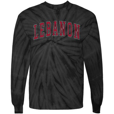 Lebanon Connecticut Souvenir College Style Red Text Tie-Dye Long Sleeve Shirt