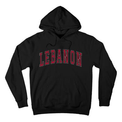 Lebanon Connecticut Souvenir College Style Red Text Tall Hoodie