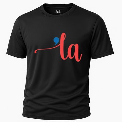 La Cursive Script With Comma Kamala Nickname Commala Cooling Performance Crew T-Shirt
