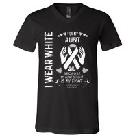 Lung Cancer Survivor Support I Wear White For My Aunt V-Neck T-Shirt