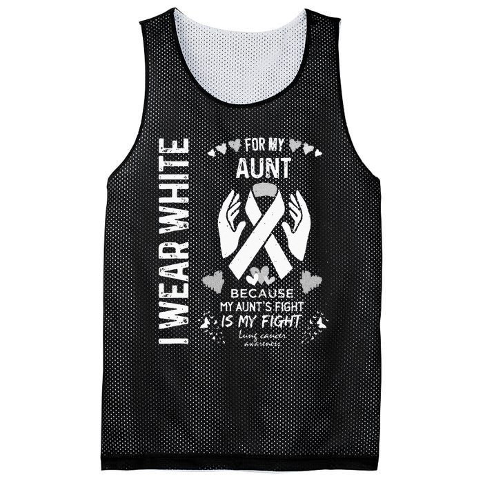 Lung Cancer Survivor Support I Wear White For My Aunt Mesh Reversible Basketball Jersey Tank