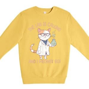 Lab Calling Science Funny Lab Cat Laboratory Chemistry Premium Crewneck Sweatshirt