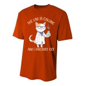 Lab Calling Science Funny Lab Cat Laboratory Chemistry Performance Sprint T-Shirt