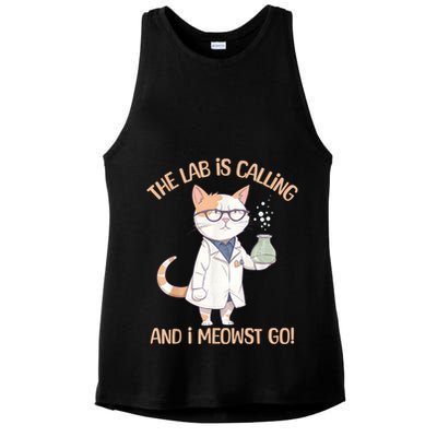 Lab Calling Science Funny Lab Cat Laboratory Chemistry Ladies PosiCharge Tri-Blend Wicking Tank
