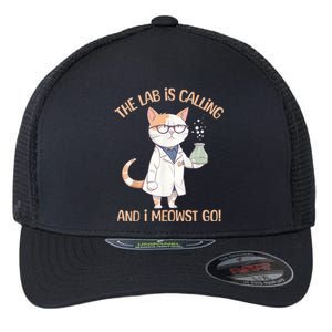 Lab Calling Science Funny Lab Cat Laboratory Chemistry Flexfit Unipanel Trucker Cap