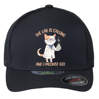 Lab Calling Science Funny Lab Cat Laboratory Chemistry Flexfit Unipanel Trucker Cap
