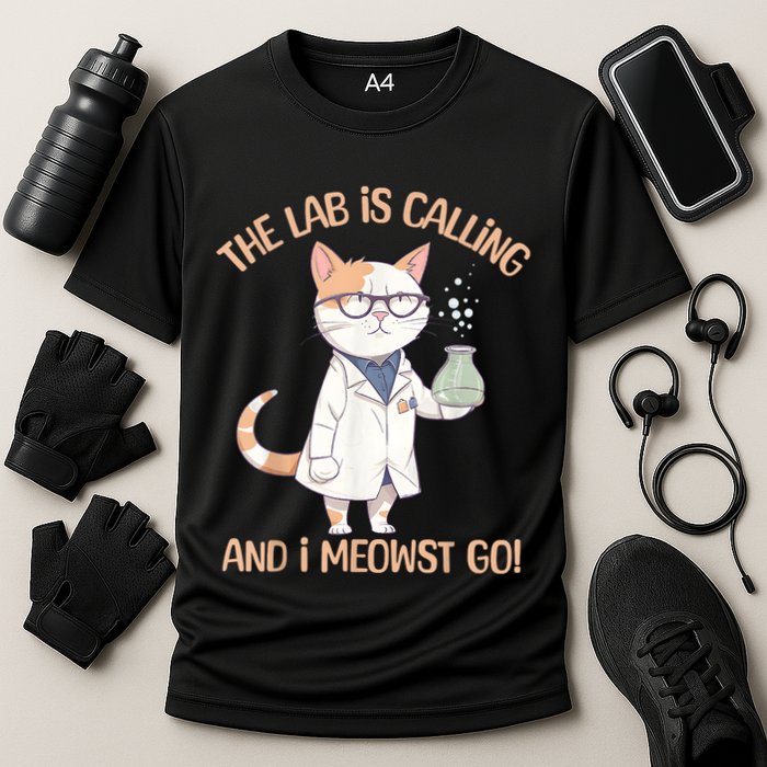 Lab Calling Science Funny Lab Cat Laboratory Chemistry Performance Shirt