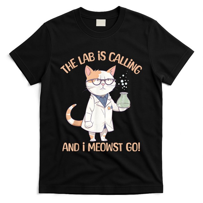 Lab Calling Science Funny Lab Cat Laboratory Chemistry T-Shirt
