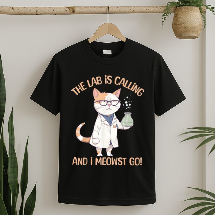 Lab Calling Science Funny Lab Cat Laboratory Chemistry T-Shirt