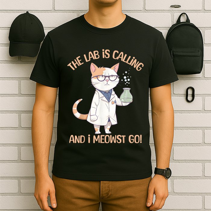 Lab Calling Science Funny Lab Cat Laboratory Chemistry T-Shirt