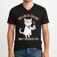 Lab Calling Science Funny Lab Cat Laboratory Chemistry V-Neck T-Shirt