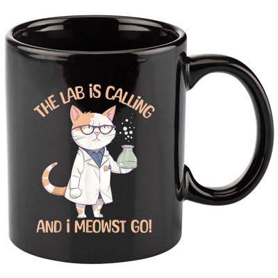 Lab Calling Science Funny Lab Cat Laboratory Chemistry 11oz C Handle Ceramic Mug