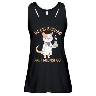 Lab Calling Science Funny Lab Cat Laboratory Chemistry Ladies Essential Flowy Tank