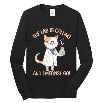 Lab Calling Science Funny Lab Cat Laboratory Chemistry Tall Long Sleeve T-Shirt