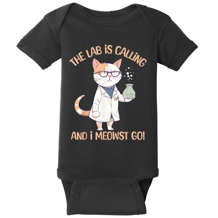 Lab Calling Science Funny Lab Cat Laboratory Chemistry Baby Bodysuit