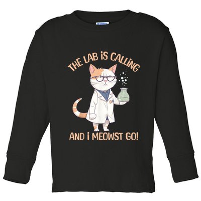 Lab Calling Science Funny Lab Cat Laboratory Chemistry Toddler Long Sleeve Shirt