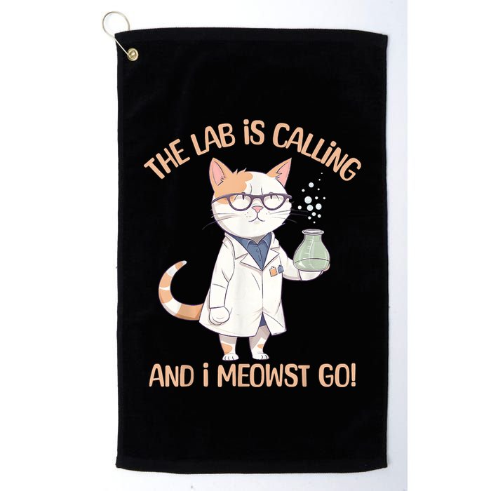 Lab Calling Science Funny Lab Cat Laboratory Chemistry Golf Towel