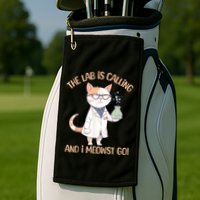 Lab Calling Science Funny Lab Cat Laboratory Chemistry Golf Towel