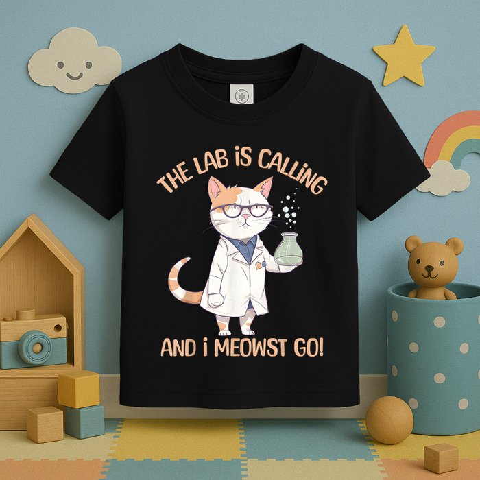 Lab Calling Science Funny Lab Cat Laboratory Chemistry Toddler T-Shirt