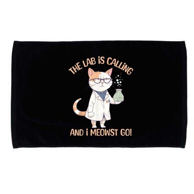 Lab Calling Science Funny Lab Cat Laboratory Chemistry Microfiber Hand Towel