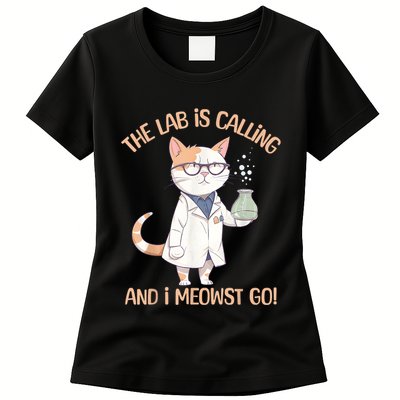 Lab Calling Science Funny Lab Cat Laboratory Chemistry Womens T-Shirt