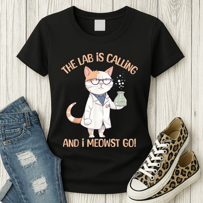 Lab Calling Science Funny Lab Cat Laboratory Chemistry Womens T-Shirt