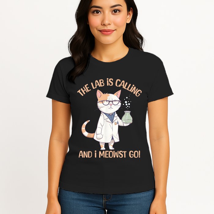 Lab Calling Science Funny Lab Cat Laboratory Chemistry Womens T-Shirt
