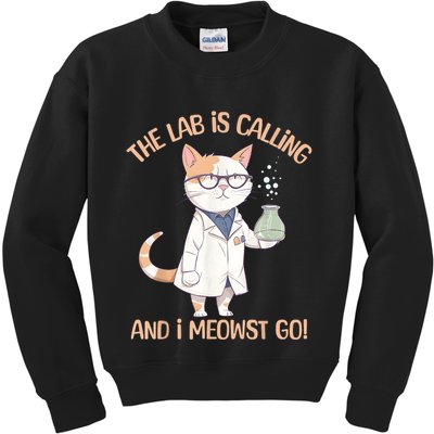 Lab Calling Science Funny Lab Cat Laboratory Chemistry Kids Sweatshirt